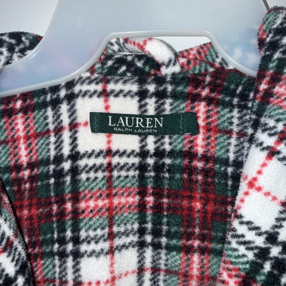 Lauren Ralph Lauren Womens Plush Robe Size S Tartan Plaid Logo Classic Preppy - Picture 3 of 5